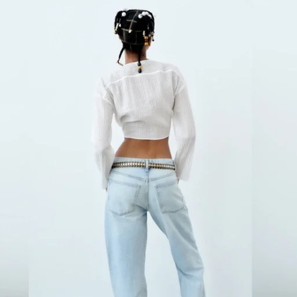 ZARA knotted texture cropped top - Picture 3 of 4